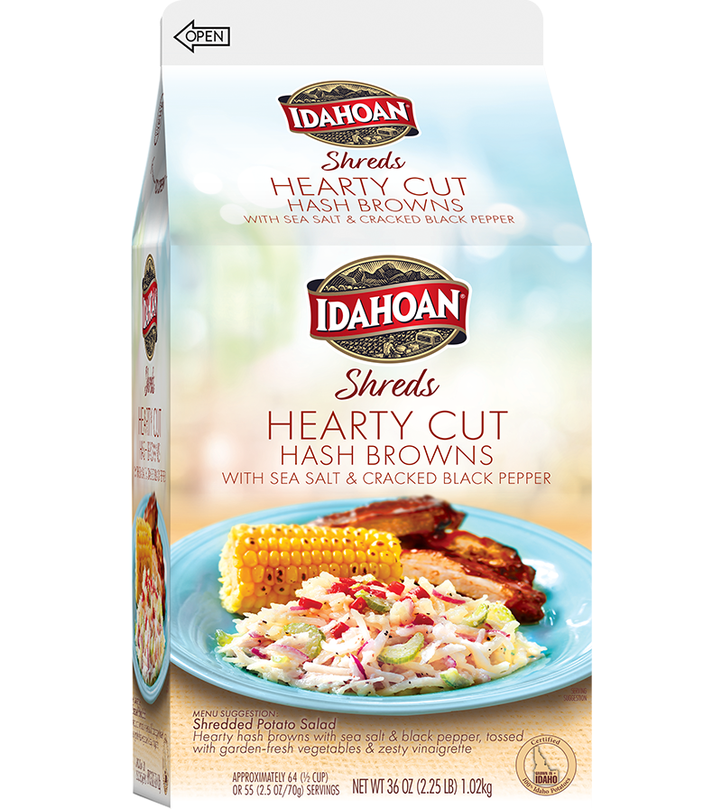 Idahoan® SHREDS Hearty Cut Hash Browns with Sea Salt & Cracked Black Pepper, 6/2.25 lb. ctns