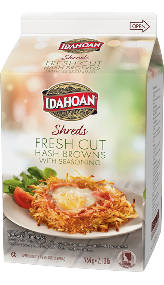 Idahoan® SHREDS Fresh Cut Hash Browns with Seasoning, 6/1.125 lb. ctns (Dual-Language) by Idahoan
