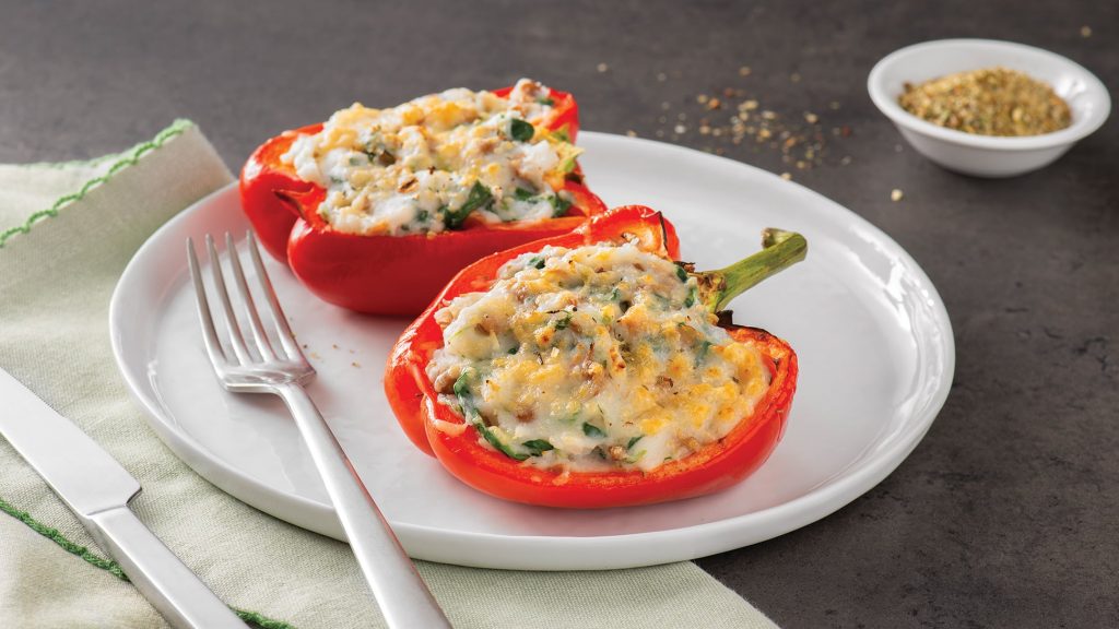 Vegetarian Stuffed Peppers with Mashed Potatoes by Idahoan