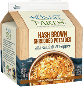 Honest Earth® Hash Brown Shredded Potatoes with a Hint of Sea Salt & Pepper, 8/1.25lb. ctns by Idahoan