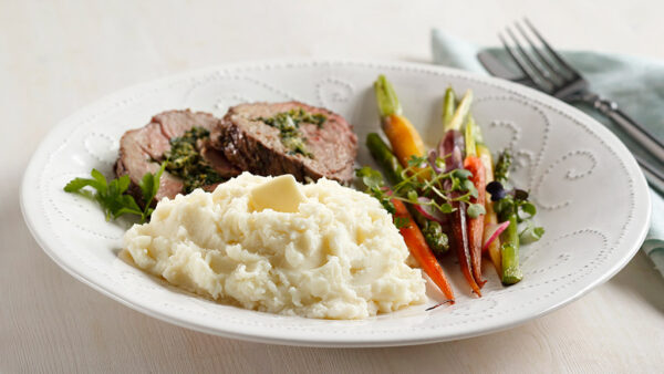 Herb Stuffed Lamb with Vegetables & Mashed Potatoes