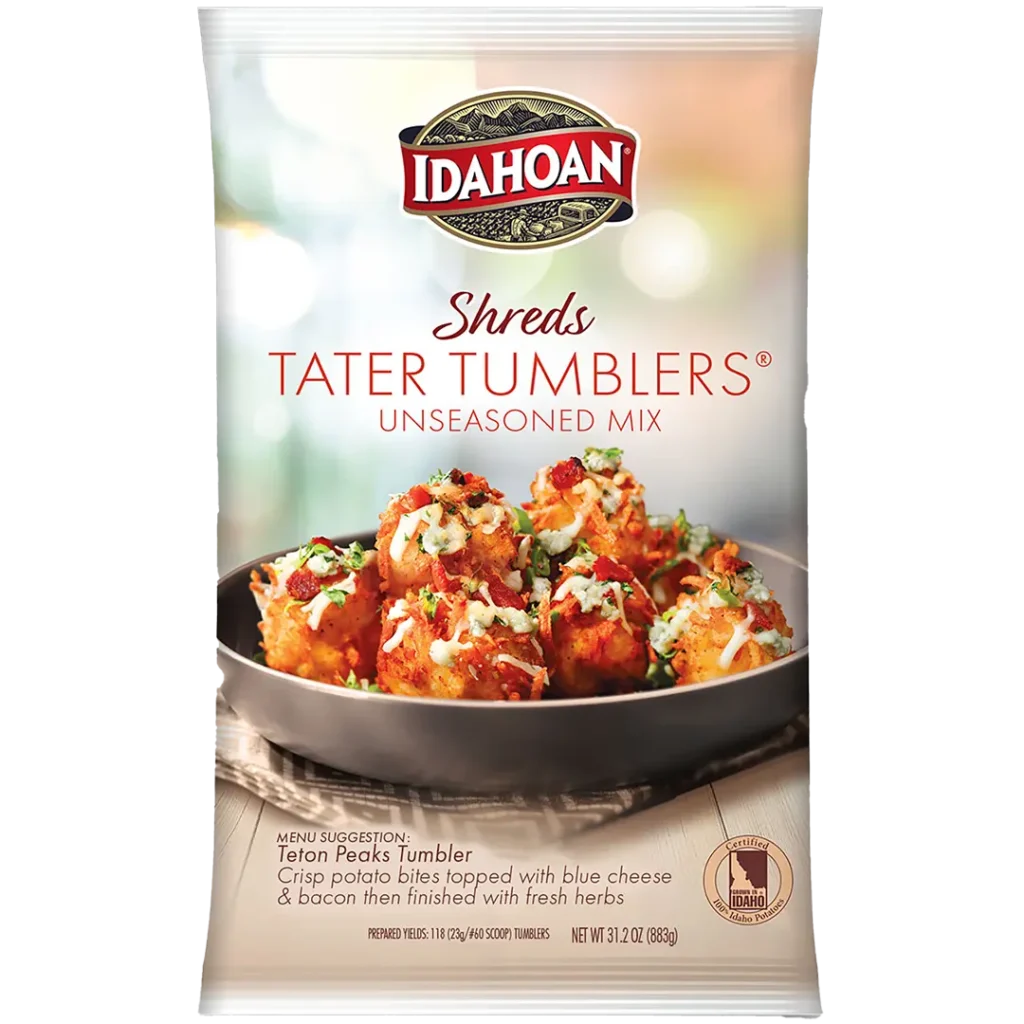 Idahoan® SHREDS Tater Tumblers® Unseasoned Mix, 4/31.2 oz. pchs - Idahoan®  Foods - Foodservice